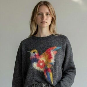 Saccharine Hummingbird motif Crew Neck Sweater